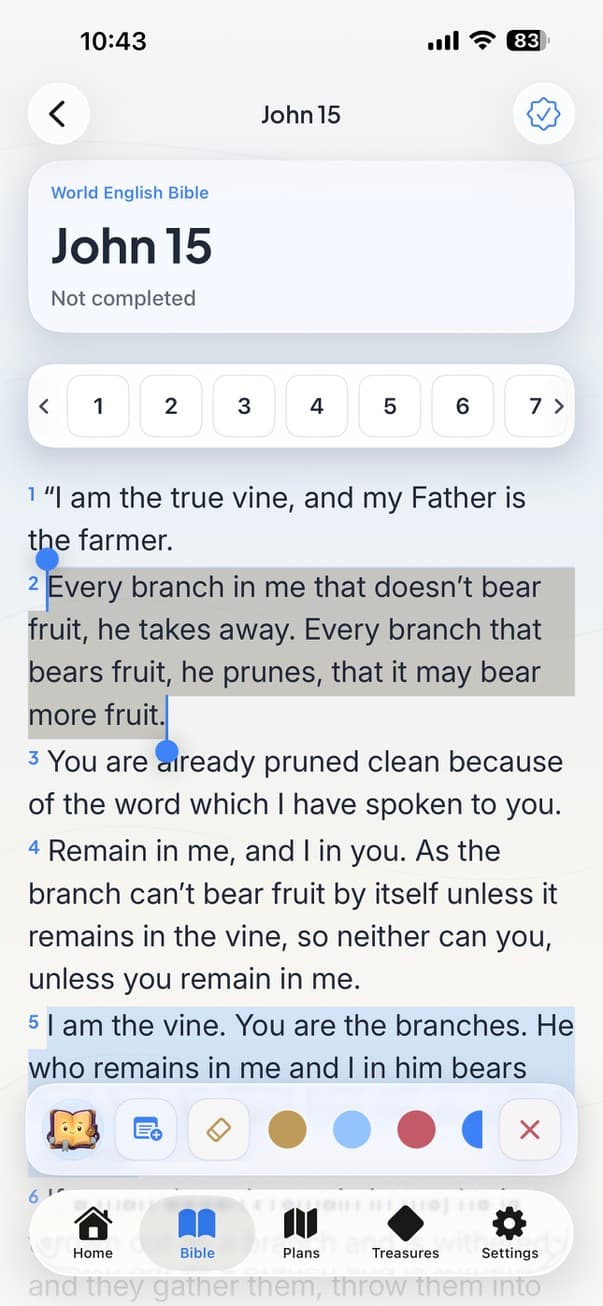 BibleRoute reader with highlights and reading tools